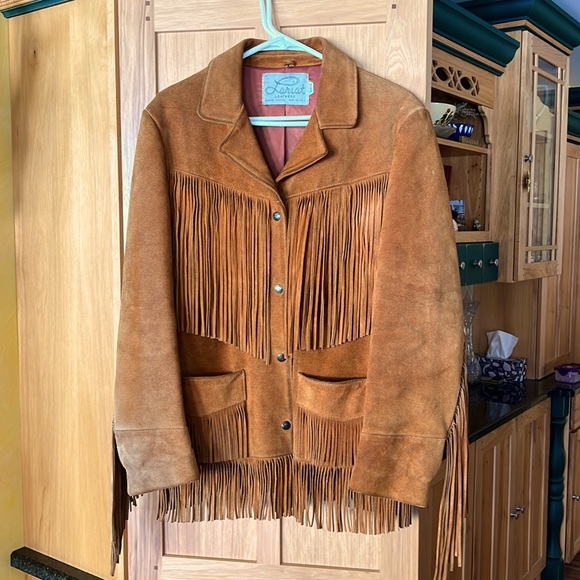 LARIAT VINTAGE SUEDE FRINGED WESTERN JACKET WOMENS M - Picture 1 of 12